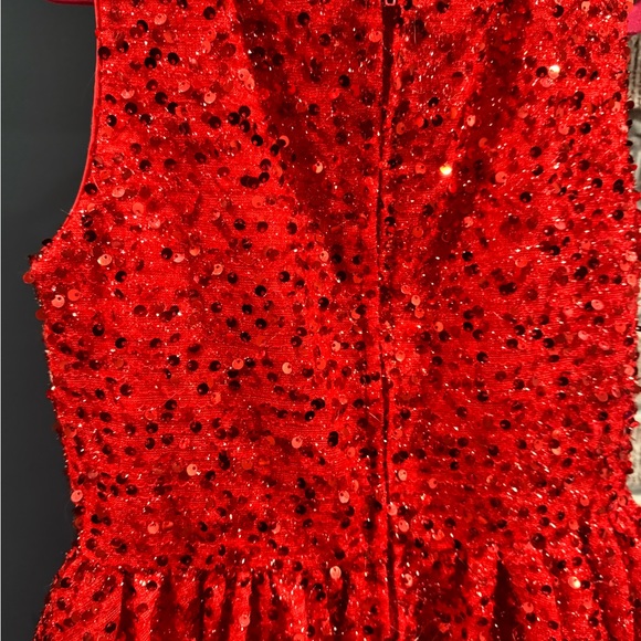 Little Girls Sparkly Red Party Dress - Picture 6 of 6